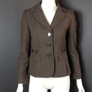 Ann Taylor Petites Jacket Coat Blazer Wool Brown